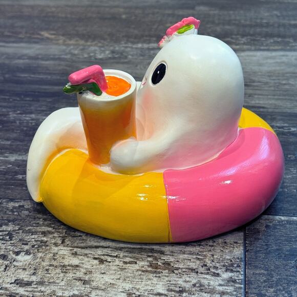 Summerween Halloween Ghost On Pool Float Drink Flower Figurine TikTok Viral NEW - Picture 6 of 10